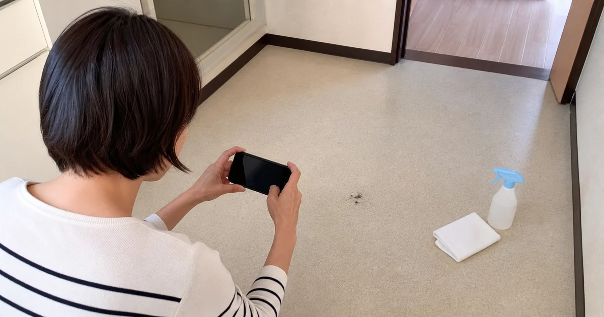 賃貸クッションフロアの黒ずみをスマホで記録する