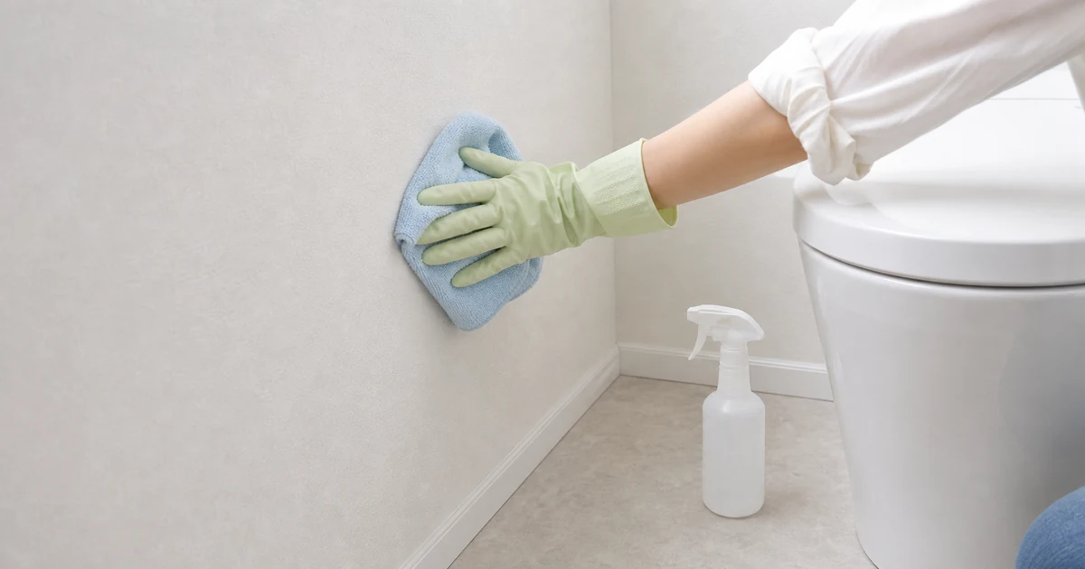 トイレ壁の黄ばみをやさしく拭く準備