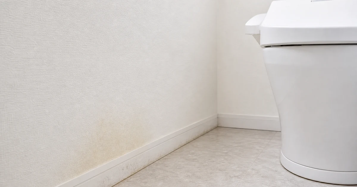 トイレ壁の黄ばみが出やすい下部の汚れ